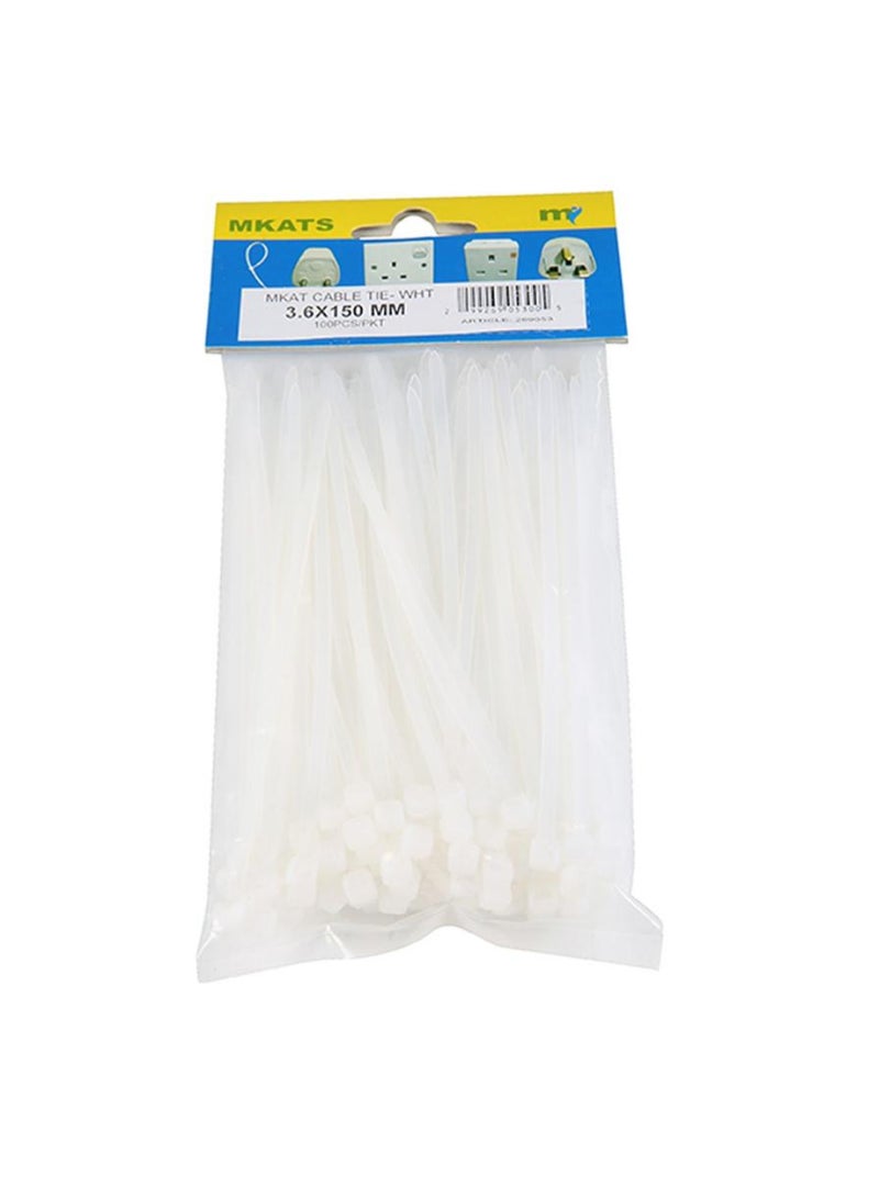 Mkats Cable Ties Pack Of 100 3.6x150mm