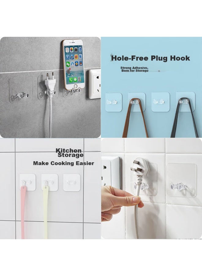 Zigman Cigeman Plastic Plug Hook, Transparent Power Hook, Adhesive Storage, Nail-free Adhesive Hook, Wire - Image 3