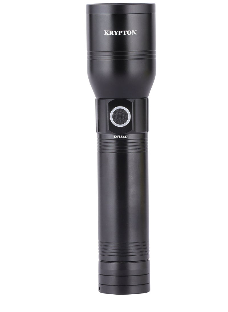 KRYPTON Krypton LED Flashlight with Power Bank- KNFL5437| Energy Efficient Design with Type C Charging, Compact, Portable and Light-Weight Design with Long Operating Time up to 12 Hours, 2000M Real Range Distance| Perfect for Indoor and Outdoor Use| Black  - Image 1