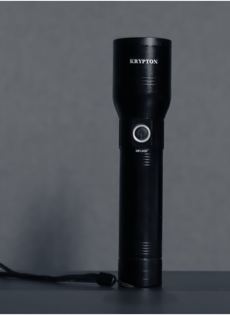 KRYPTON Krypton LED Flashlight with Power Bank- KNFL5437| Energy Efficient Design with Type C Charging, Compact, Portable and Light-Weight Design with Long Operating Time up to 12 Hours, 2000M Real Range Distance| Perfect for Indoor and Outdoor Use| Black  - Image 4