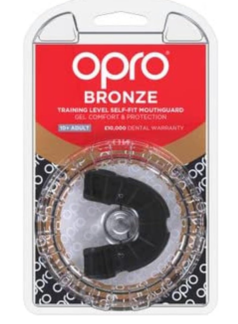 OPRO Self-fit Bronze Adult Mouthguard - Training level mouthguard with durable outer layer, Black - Image 3