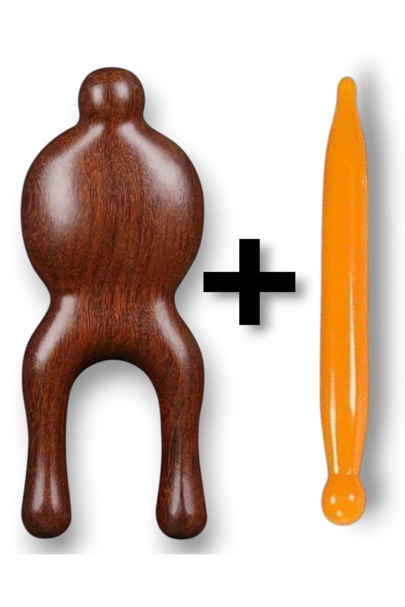 إسكدنيا 2 قطعة عبارة عن عصا التدليك بالضغط الانعكاسي و اداة خشبية وظيفتها تدليك الرأس و الوجه و العينين و الانف و الذقن و الاذنين و الاصابع ايضا استخدام عصا التدليك على نقاط الضغط التدليك الانعكاسي ( الريفل - Image 1