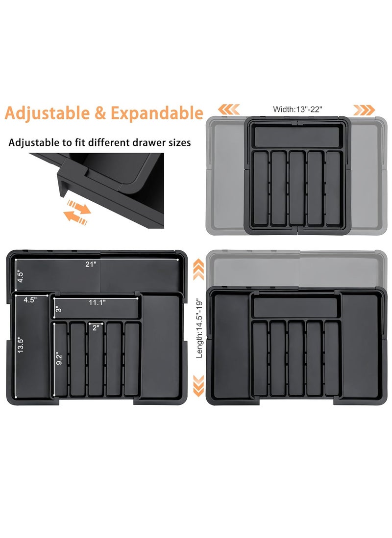 Necomi Organizer Expandable Kitchen Utensil Drawer Organizer, Large BPA Free Adjustable Cutlery Silverware Tray, Closet Cutlery Tray for Spoons Forks Knives Storage Divider for Kitchen Flatware 6-9 Slots  - Image 4