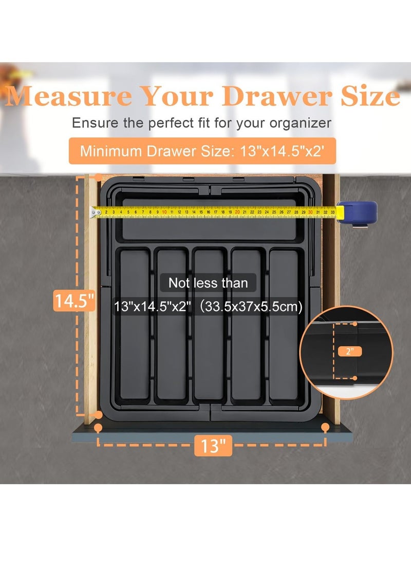 Necomi Organizer Expandable Kitchen Utensil Drawer Organizer, Large BPA Free Adjustable Cutlery Silverware Tray, Closet Cutlery Tray for Spoons Forks Knives Storage Divider for Kitchen Flatware 6-9 Slots  - Image 5