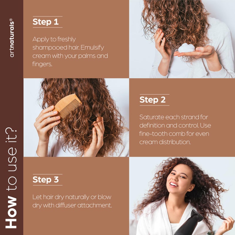 Artnaturals Curl Defining Cream-Moisturizer & Enhancer w/Almond, Jojoba & Argan Oil & Natural Frizz Control - for Wavy & Curly Hair Products - Sulfate Free - 12 Oz for Women and Men - Image 4