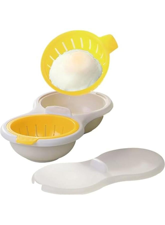 Microwave Egg Poacher for 2 Eggs, Double Layer Boiler Steamer Cup Mold Hamburg Sandwiches Maker  - Image 1
