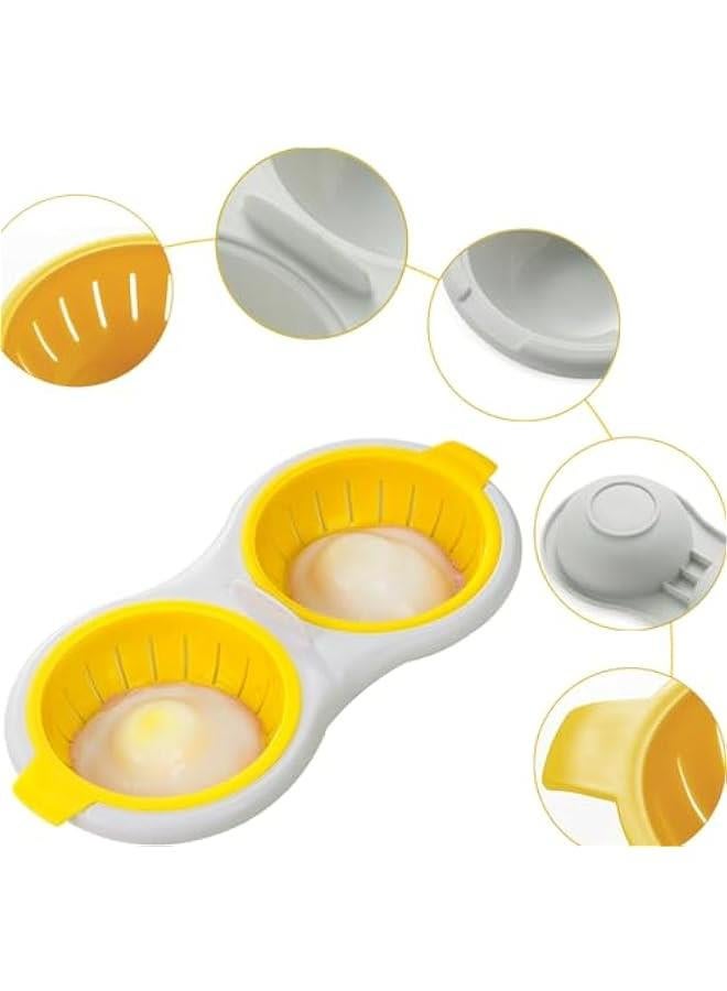 Microwave Egg Poacher for 2 Eggs, Double Layer Boiler Steamer Cup Mold Hamburg Sandwiches Maker  - Image 2