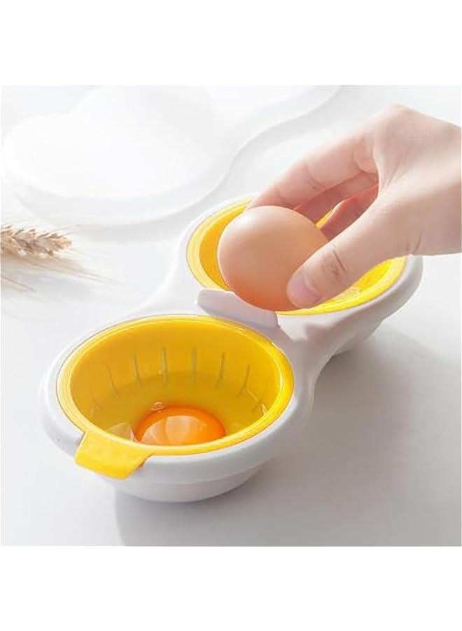 Microwave Egg Poacher for 2 Eggs, Double Layer Boiler Steamer Cup Mold Hamburg Sandwiches Maker  - Image 4