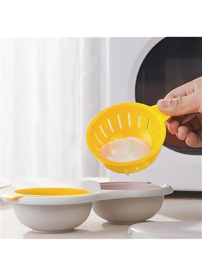 Microwave Egg Poacher for 2 Eggs, Double Layer Boiler Steamer Cup Mold Hamburg Sandwiches Maker  - Image 5