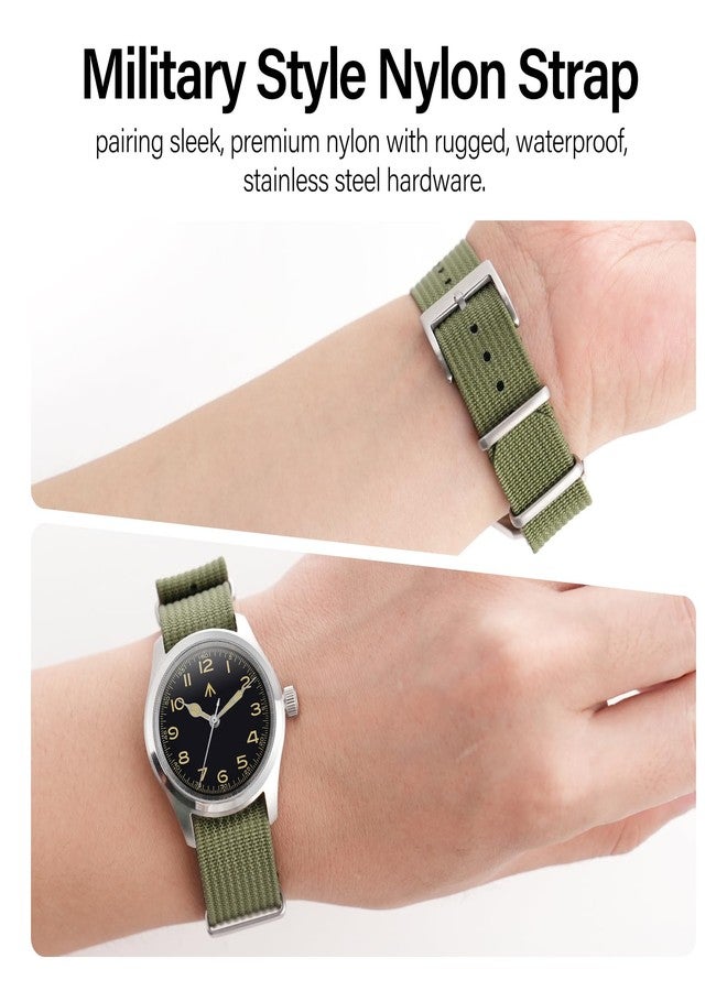 TACTICAL FROG Nylon Watch Band 18mm 19 mm 20mm 22 mm 24 mm, Waterproof Military Watch Straps Replacement for Men Women, With Stainless Steel Buckle (Deep green, 18mm) - Image 4