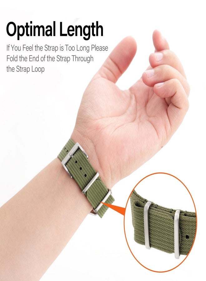 TACTICAL FROG Nylon Watch Band 18mm 19 mm 20mm 22 mm 24 mm, Waterproof Military Watch Straps Replacement for Men Women, With Stainless Steel Buckle (Deep green, 18mm) - Image 3