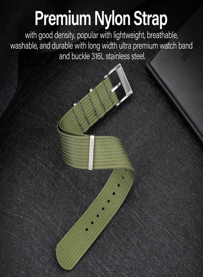 TACTICAL FROG Nylon Watch Band 18mm 19 mm 20mm 22 mm 24 mm, Waterproof Military Watch Straps Replacement for Men Women, With Stainless Steel Buckle (Deep green, 18mm) - Image 2
