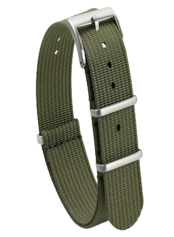 TACTICAL FROG Nylon Watch Band 18mm 19 mm 20mm 22 mm 24 mm, Waterproof Military Watch Straps Replacement for Men Women, With Stainless Steel Buckle (Deep green, 18mm) - Image 1
