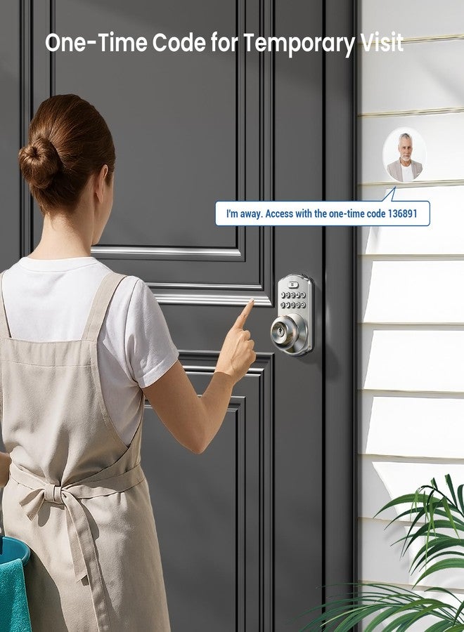 Veise Keypad Door Knob Lock, Keyless Entry Digital Lock with Handle, Electronic Knob for Front Door & Bedroom, Easy Installation, Auto-Locking, Passage Mode, Satin Nickel - Image 5
