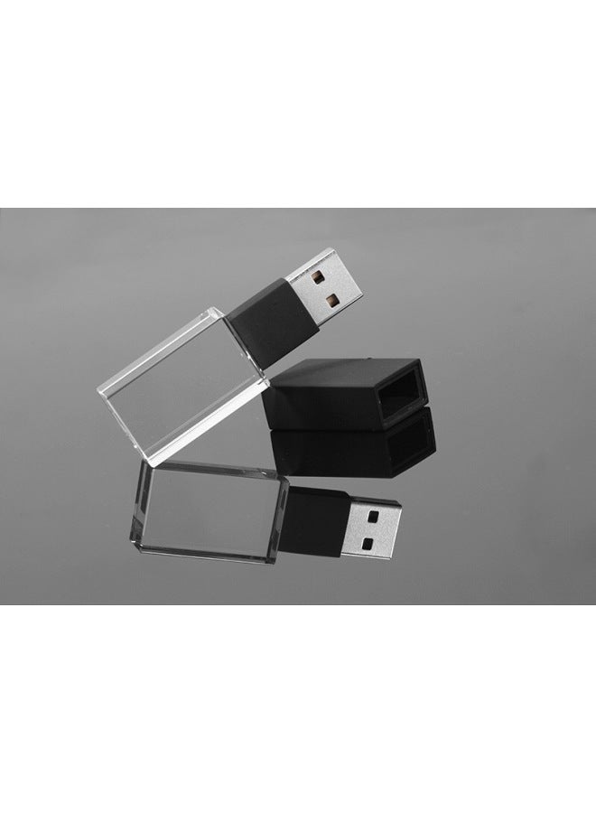 Luminous Crystal U Disk 256G High-speed 3.0 2.0 Car USB DIY Corporate LOGO Business Gifts U Disk Wholesale-Color:Black-Capacity:USB2.0 256GB - Image 1