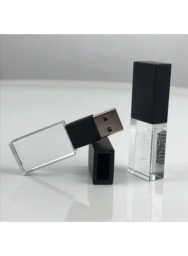Luminous Crystal U Disk 256G High-speed 3.0 2.0 Car USB DIY Corporate LOGO Business Gifts U Disk Wholesale-Color:Black-Capacity:USB2.0 256GB - Image 5