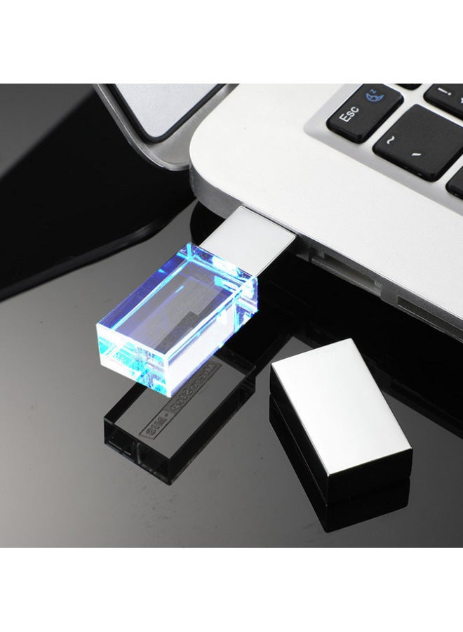 Luminous Crystal U Disk 256G High-speed 3.0 2.0 Car USB DIY Corporate LOGO Business Gifts U Disk Wholesale-Color:Black-Capacity:USB2.0 256GB - Image 4