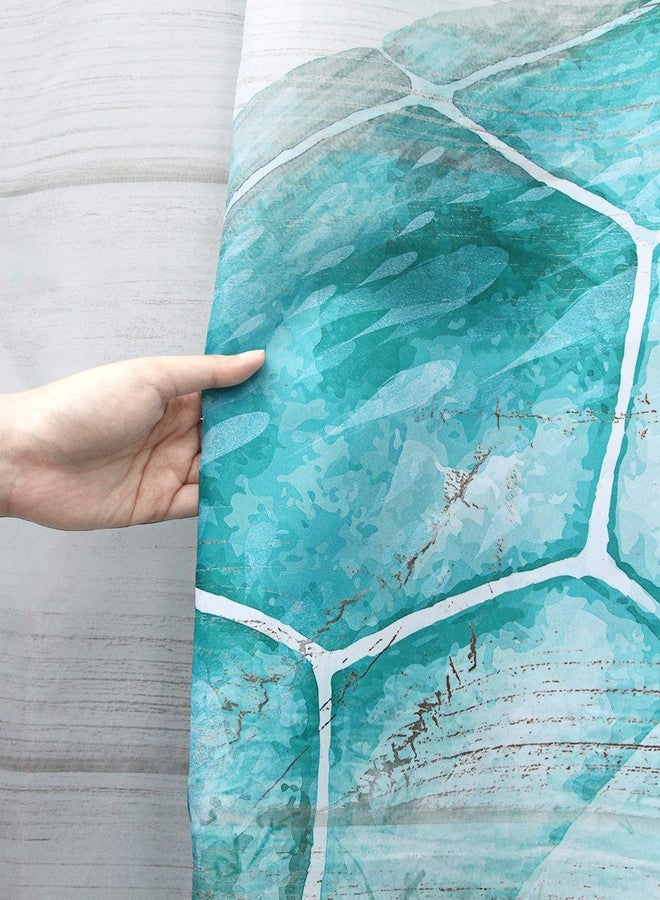 SUMGAR Blue Ocean Shower Curtains for Bathroom Stall Rv Coastal Beach Decoration Teal Sea Turtle Curtain Set with Hooks, 72 x 72 inch - Image 4