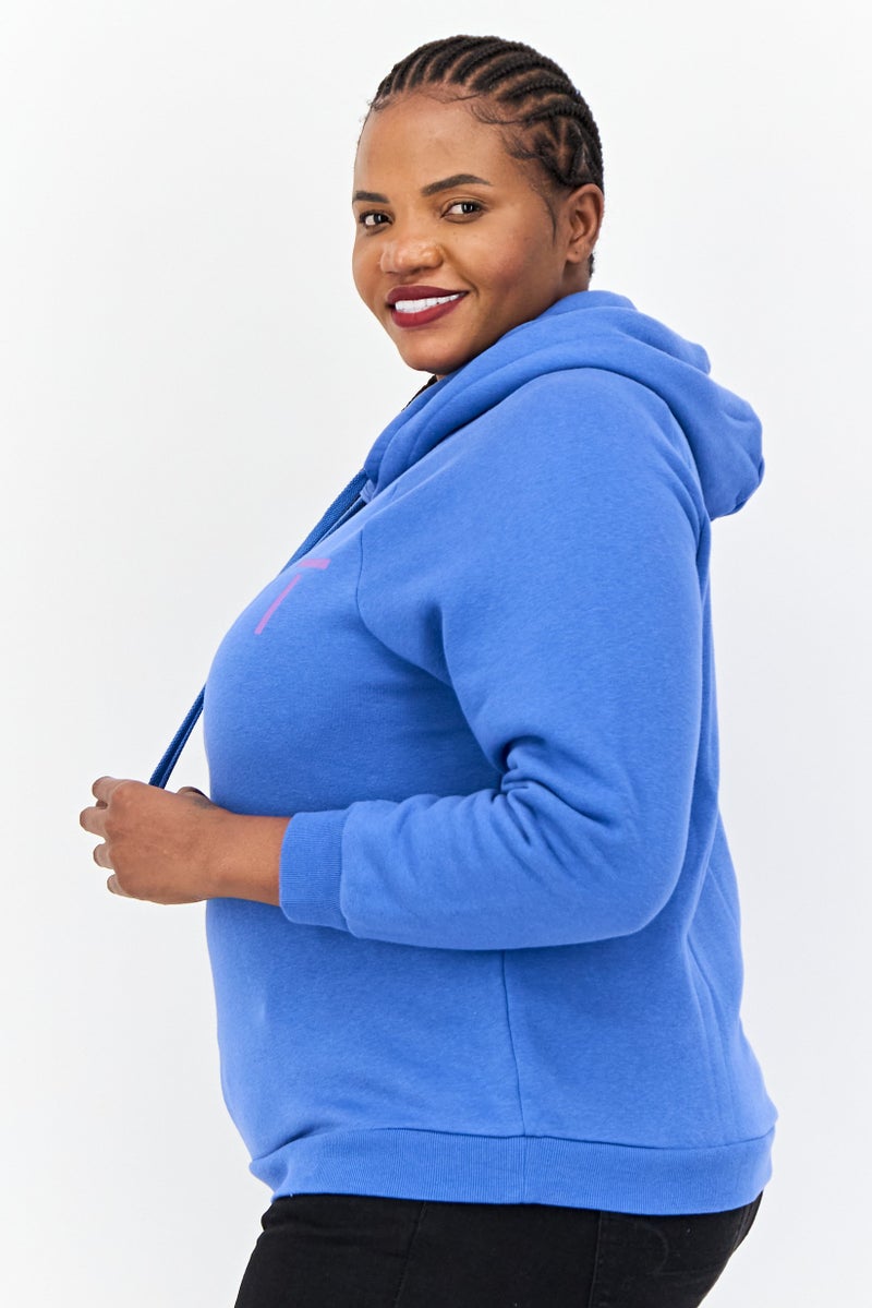 ESPRIT Women Brand Logo Long Sleeves Hoodie, Blue - Image 2