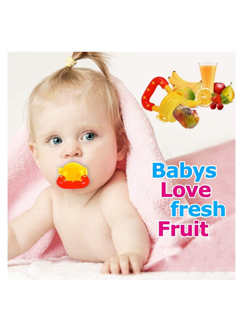 SOLARAE 3PCS Fruit Dummy Pacifier Fresh Food/Fruit Feeder Baby Feeding Nipple Weaning Teething Nipple Teat Pacifier Teether Soother (Small, Medium & Large) with 3pcs Pacifier Clips - Image 2