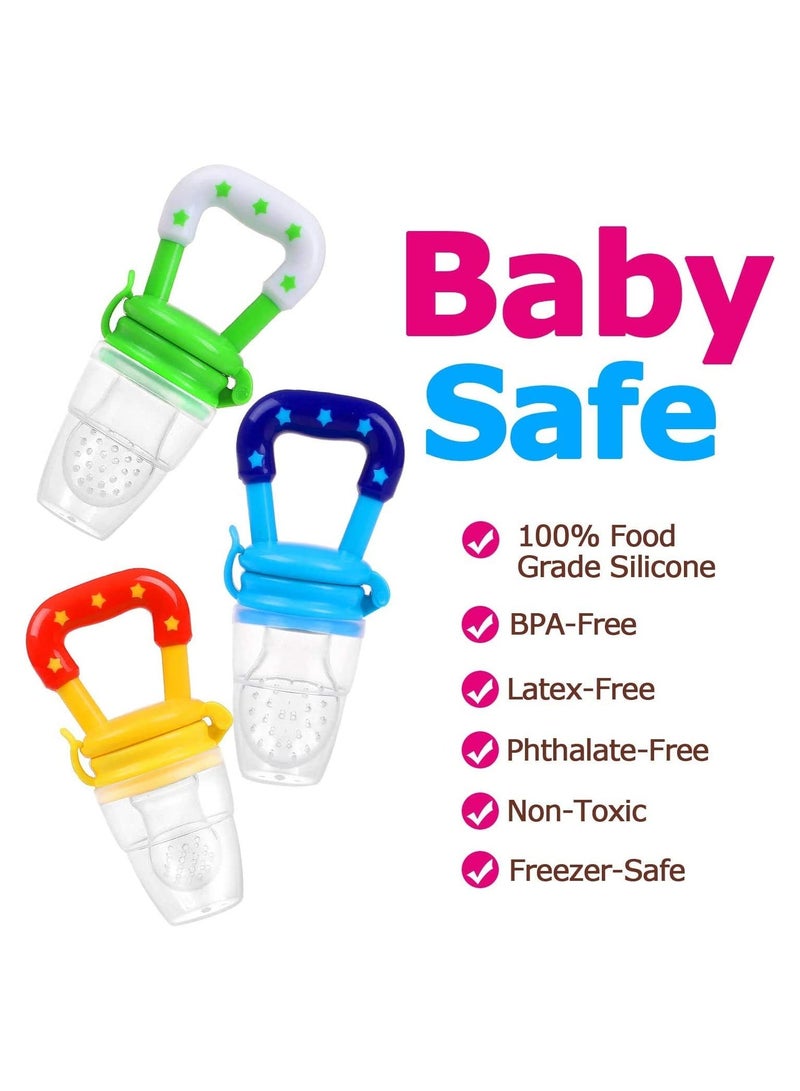 SOLARAE 3PCS Fruit Dummy Pacifier Fresh Food/Fruit Feeder Baby Feeding Nipple Weaning Teething Nipple Teat Pacifier Teether Soother (Small, Medium & Large) with 3pcs Pacifier Clips - Image 5