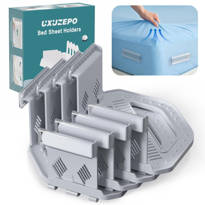Uxuzepo 4Pcs Upgrade Bed Sheet Holders for Corners, Bed Sheet Grippers, Fitted Sheet Holders Keep Sheets Firm & Tight, Lock Sheet Holders, Heavy Duty Bed Sheet Clips, Fit All Mattress Easy Install - Image 1