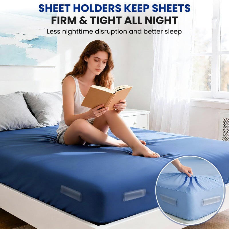 Uxuzepo 4Pcs Upgrade Bed Sheet Holders for Corners, Bed Sheet Grippers, Fitted Sheet Holders Keep Sheets Firm & Tight, Lock Sheet Holders, Heavy Duty Bed Sheet Clips, Fit All Mattress Easy Install - Image 3