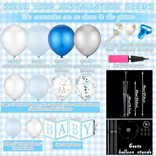 PullCrease 6 Sets Blue Boy Baby Shower Table Centerpiece with Paper Letter Boxes Stand Blue and White Balloon DIY Baby Shower Party Table Decor Kit for Boy 1st Birthday Gender Reveal Party Supplies - Image 5