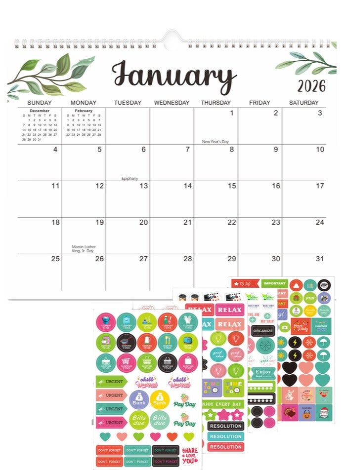 Calendar 2026, 18 Months Wall Calendar Jan 2026 - Jun 2027, Twin-Wire Binding, Premium Paper, Suitable for Keeping Important Dates, Perfect for Organizing - Image 1