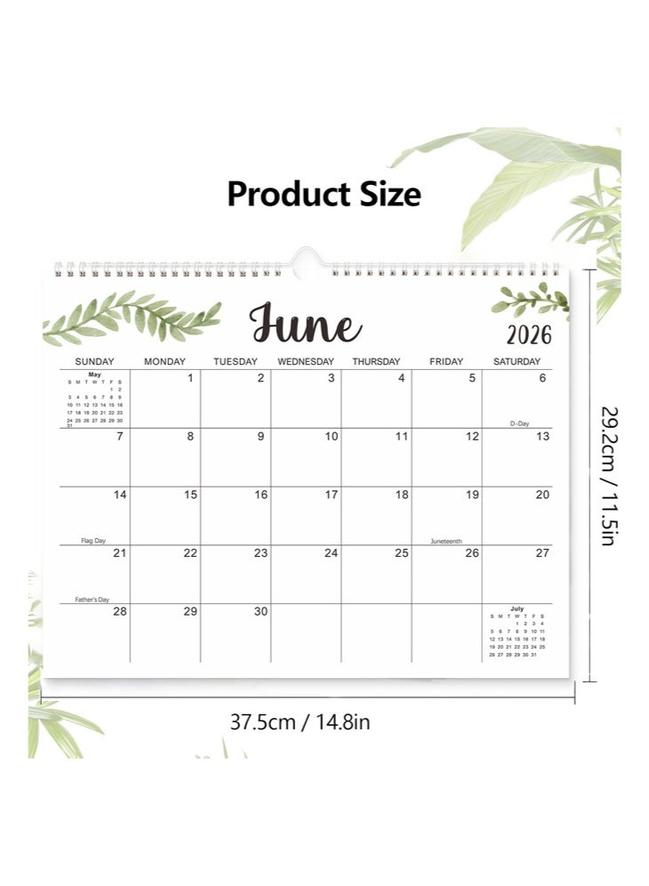 Calendar 2026, 18 Months Wall Calendar Jan 2026 - Jun 2027, Twin-Wire Binding, Premium Paper, Suitable for Keeping Important Dates, Perfect for Organizing - Image 2
