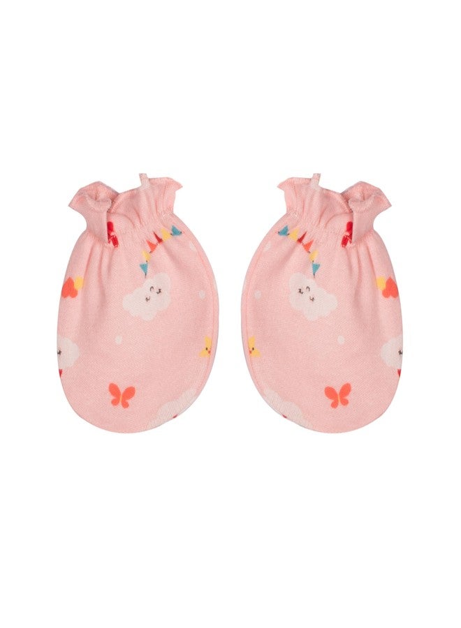 mittenbooty Baby Cap Set for New Born Baby Peach Rainbow & Blue Vehicle (Pack of 2) - Image 4