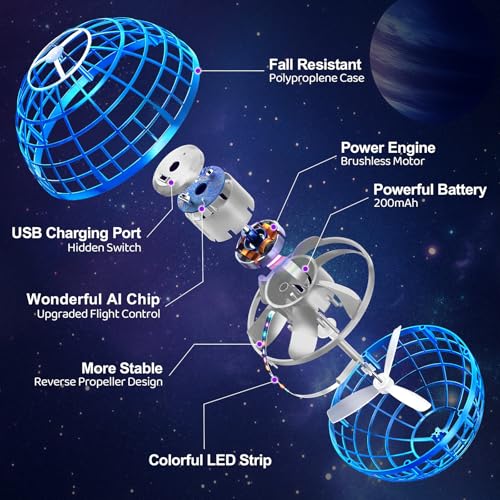 OFUN Flying Orb Ball Toys 2025 Hover Ball Cosmic Globe Boomerang Hand Controlled Drone Orbit Cool Spinning Outdoor Toys Gifts for 6 7 8 9 10 Year Old Boys Girls Teens Adults - Image 5