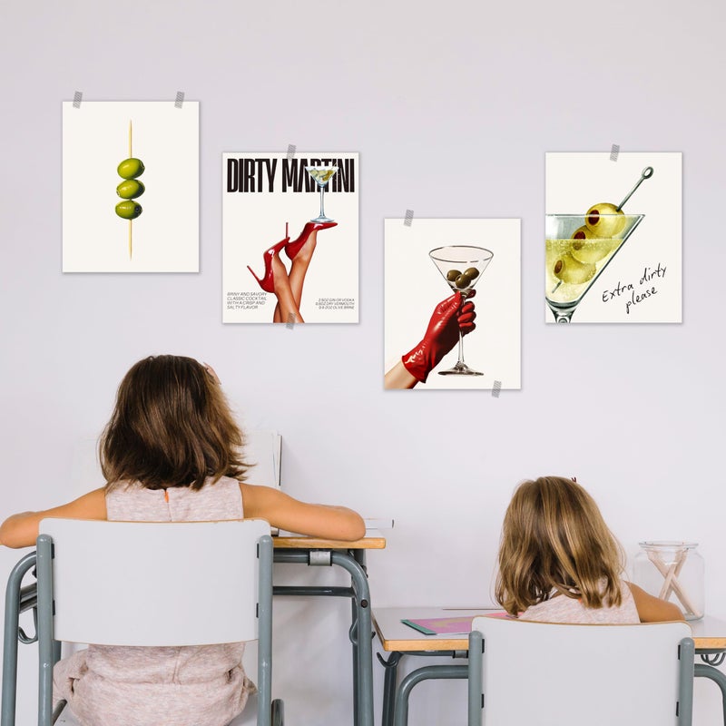 BESERH Dirty Martini Gifts Wall Decor, Trendy Cocktail Wall Art Prints, Funky Martini Cocktail Posters for Home Kitchen Par Pub Tavern Drunkery, 8x10 Inches Set of 4 Unframed - Image 5