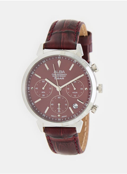 Analog Leather Watch AT3H45X