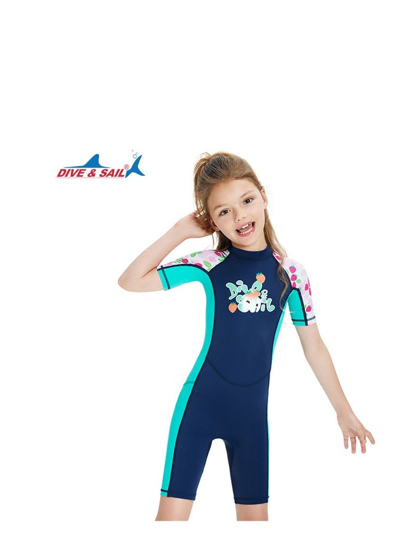 DIVE & SAIL Keep Warm Children Diving Suit Three-layer High Elastic Wetsuit For Girls Blue