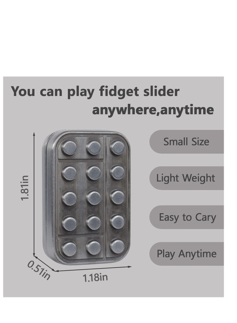 SYOSI Metal Fidget Slider Magnetic Haptic Slider EDC Brick Blocks Haptic Fidget Toys Slider Toy for Adults Building Blocks - Silver - Image 2