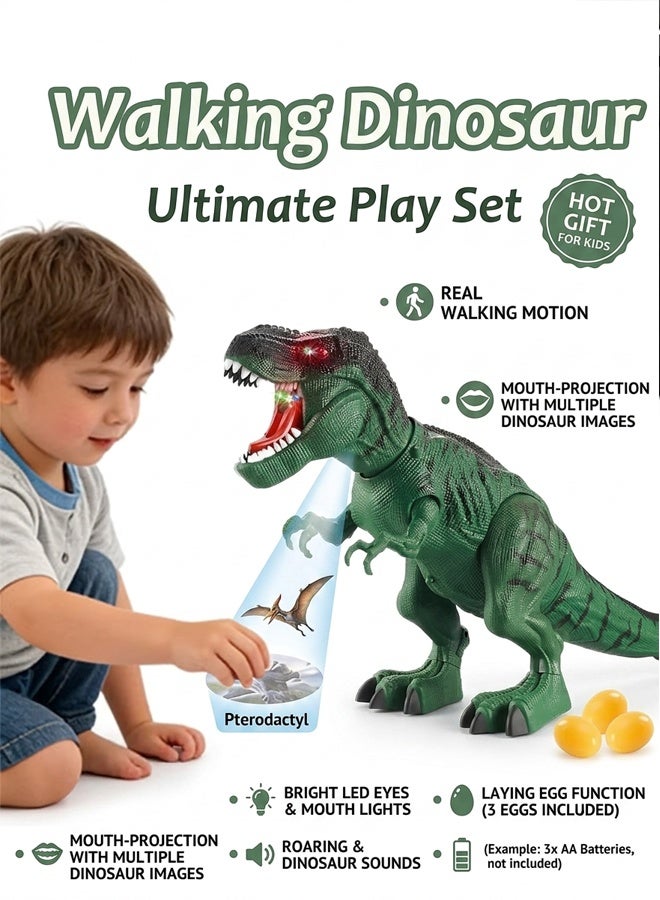 Vixplorn Dinosaur model toys   Tyrannosaurus rex model   Electric walking dinosaur   Egg-laying dinosaur   With lights and sound effects   With projection   Children's toys - Image 1