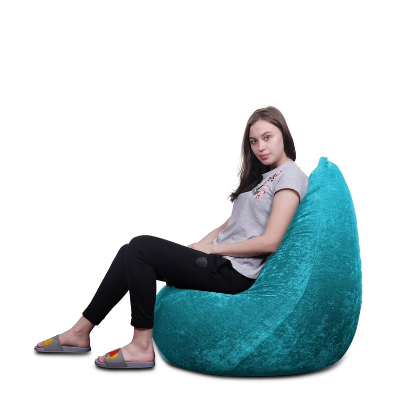 Generic Alfanso Haut Collection Classic Bean Bag SAC Size Teal Color in Premium Velvet Fabric Cover Only - Image 5