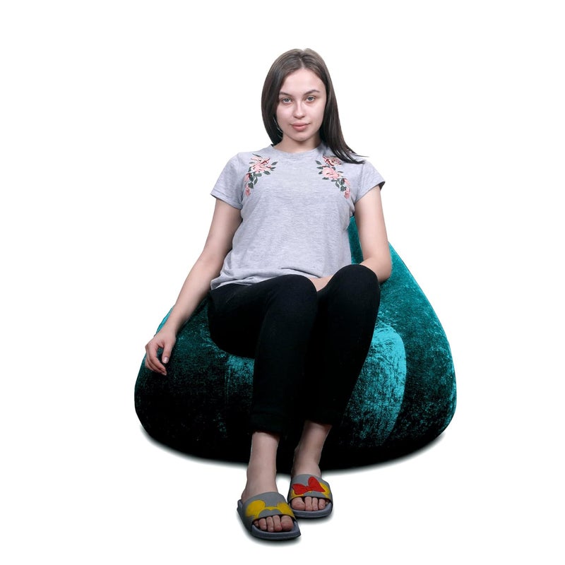 Generic Alfanso Haut Collection Classic Bean Bag SAC Size Teal Color in Premium Velvet Fabric Cover Only - Image 3