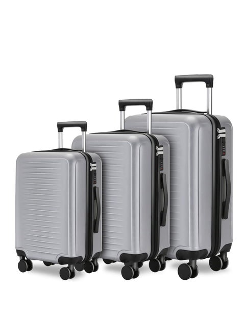 Wemart 3-Piece Luggage Sets (20", 24", 28"), Premium Expandable Carry-on Luggage, ABS+PC Hard Shell Travel Luggage Suitcase with Spinner Wheels, Carry on Luggage Set Silver