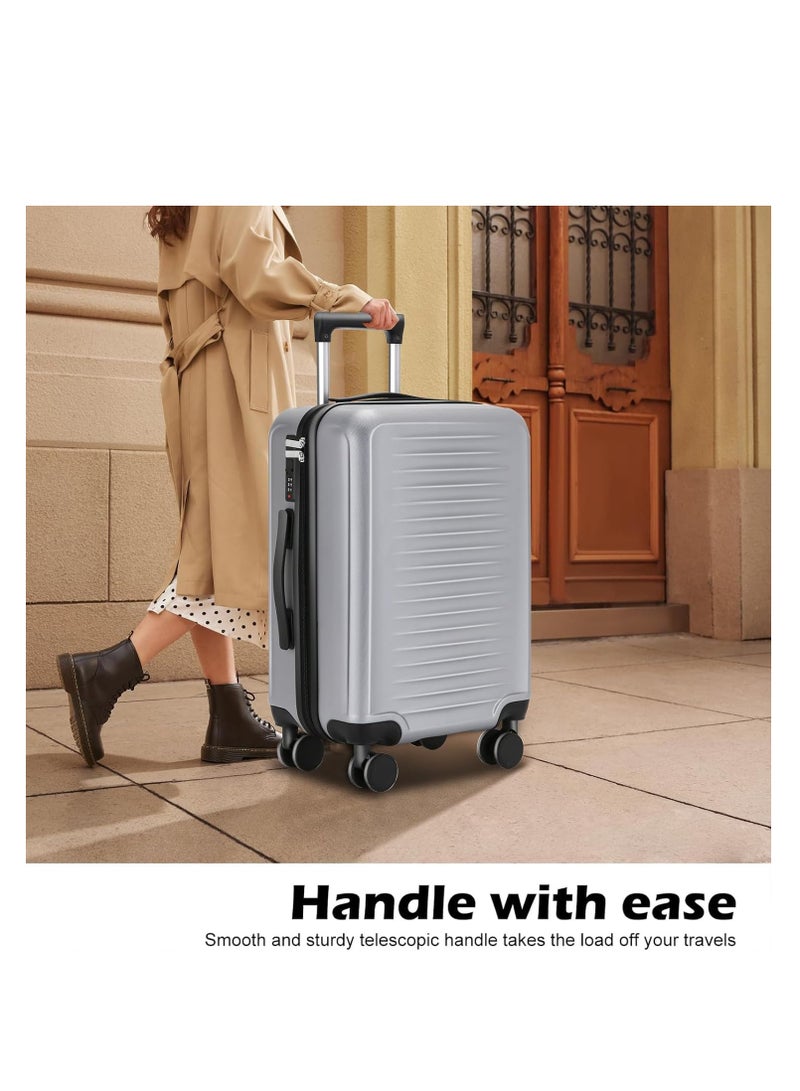Wemart 3-Piece Luggage Sets (20", 24", 28"), Premium Expandable Carry-on Luggage, ABS+PC Hard Shell Travel Luggage Suitcase with Spinner Wheels, Carry on Luggage Set Silver