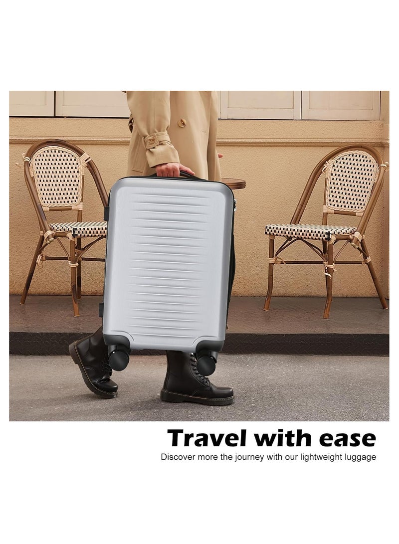 Wemart 3-Piece Luggage Sets (20", 24", 28"), Premium Expandable Carry-on Luggage, ABS+PC Hard Shell Travel Luggage Suitcase with Spinner Wheels, Carry on Luggage Set Silver