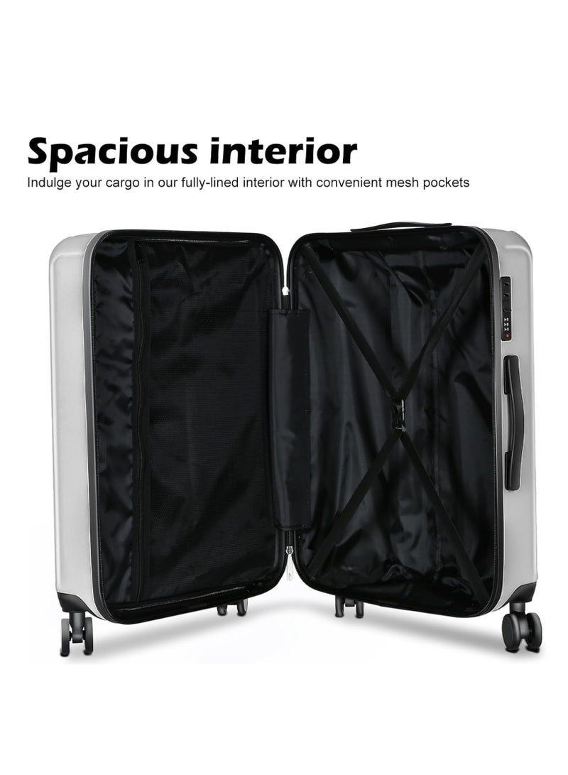 Wemart 3-Piece Luggage Sets (20", 24", 28"), Premium Expandable Carry-on Luggage, ABS+PC Hard Shell Travel Luggage Suitcase with Spinner Wheels, Carry on Luggage Set Silver