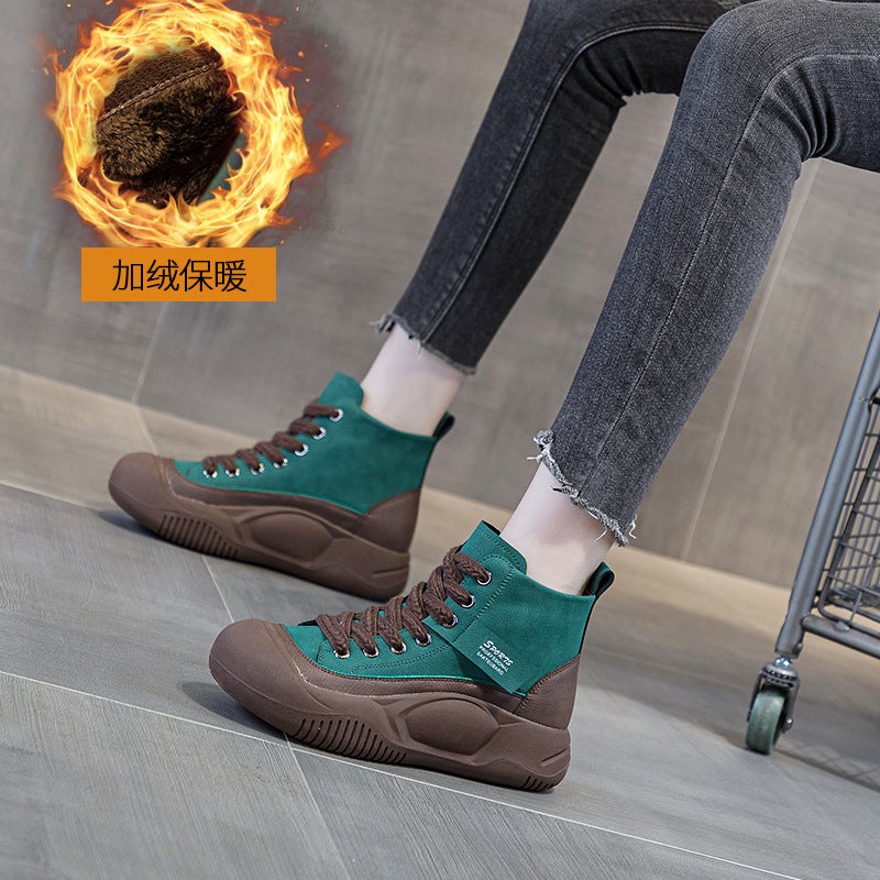 Internet Celebrity Martin Boots Women''s Shoes 2026 Autumn New Thick-Soled Height-Increasing Short Boots High-Top Casual Shoes Retro British Style - Image 1