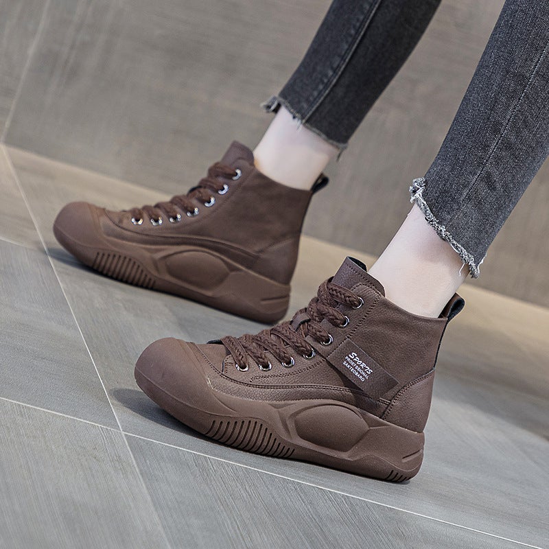 Internet Celebrity Martin Boots Women''s Shoes 2026 Autumn New Thick-Soled Height-Increasing Short Boots High-Top Casual Shoes Retro British Style - Image 5