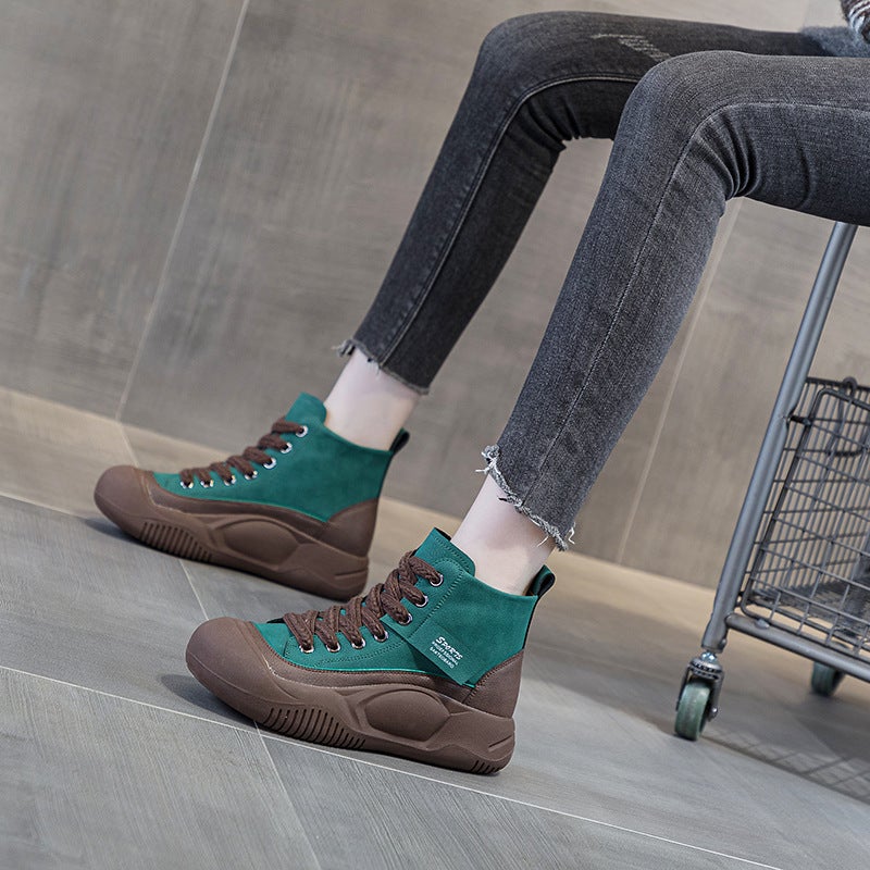 Internet Celebrity Martin Boots Women''s Shoes 2026 Autumn New Thick-Soled Height-Increasing Short Boots High-Top Casual Shoes Retro British Style - Image 3