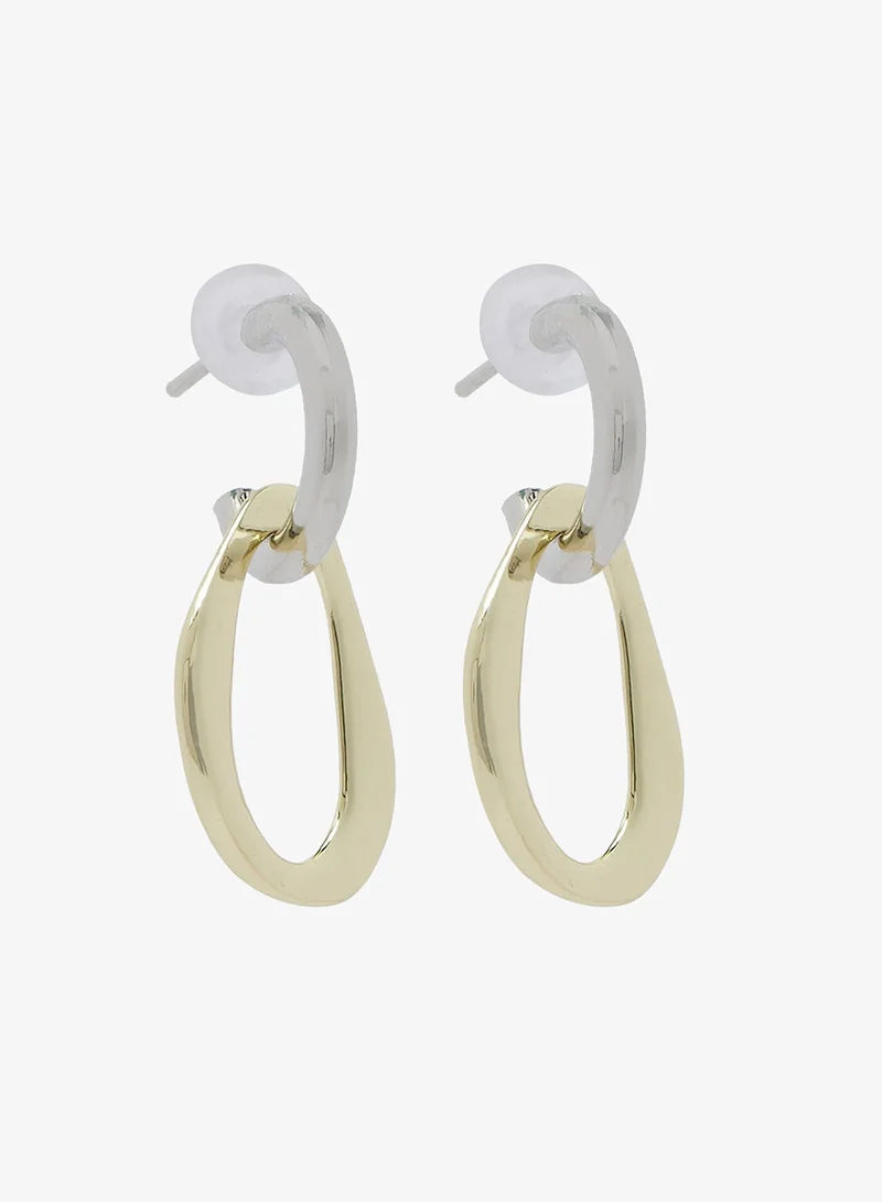 Ella Two Tone Gold Silver Asymmetrical Hoop Earrings