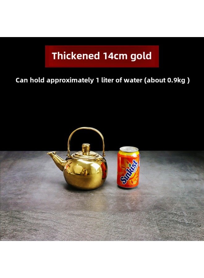 Special Offer Stainless Steel Teapot Restaurant Teapot With Strainer Household Kettle Large Capacity Hotel And Restaurant Kettle-Color:Free Engraving Starting From 10 Pieces-Capacity:Linglong Pot 14cm Gold Upgraded Thickened Version  - Image 1