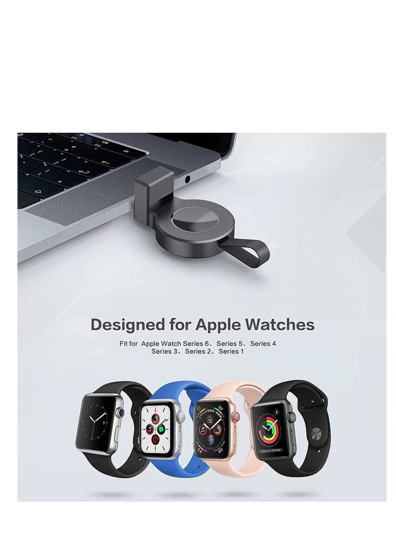 Wireless Charger for Apple Watch Portable iWatch USB Charger, Travel Cordless Charger with Light Weight Magnetic Quick Charge for Apple Watch Series Ultra/8/7/6/5/4/3/2/1/SE (Black) - Image 1