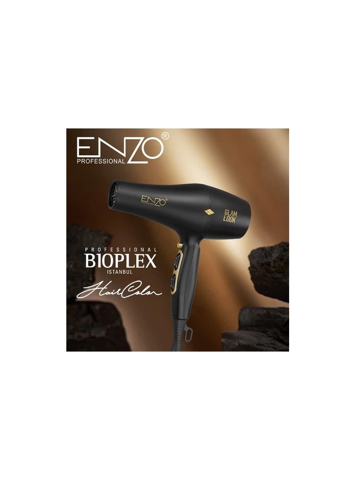 ENZO Professional - ENZO EN-6007 2000W Professional Blow Dryer - High-Power Hair Dryer with Ionic Technology, Multiple Heat & Speed Settings, Cool Shot Button, and Removable Filter - Ideal for Salon & Home Use - International Version - Image 1